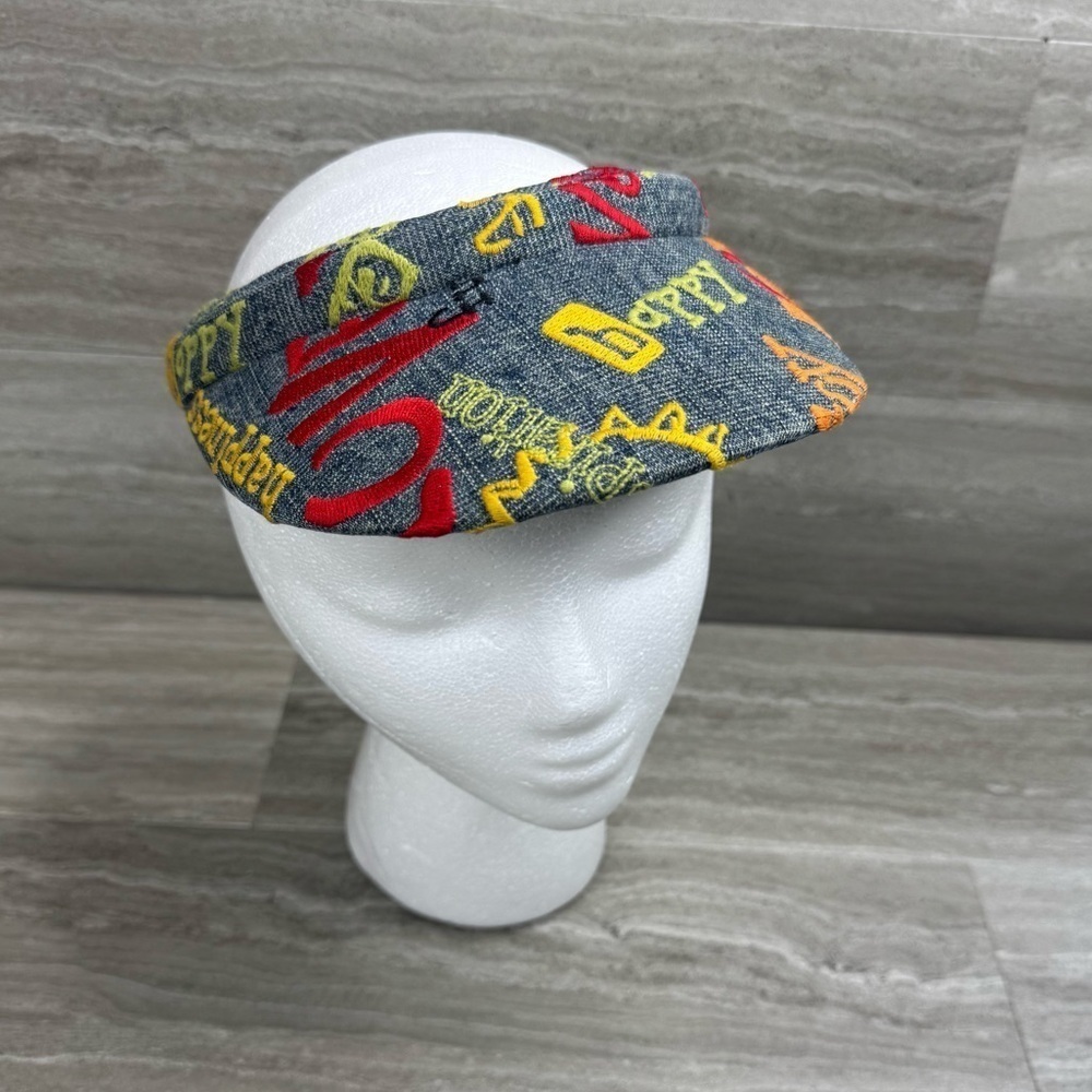 VTG Chicos Embroidered Happy Denim Visor